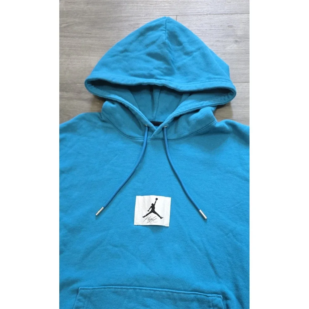 Nike Air Jordan Essential Flight Fleece Pullover Hoodie Cyber Teal Size Small